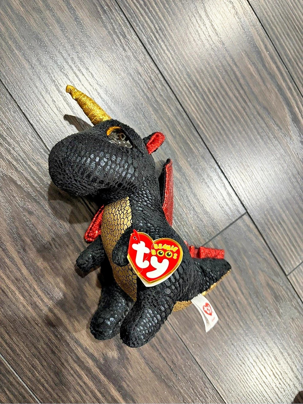Ty Grindal the Dragon Black & Gold Dragon Plush
